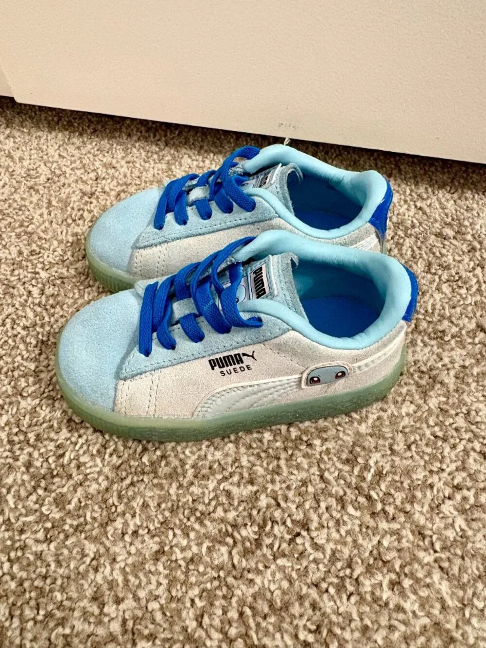 Puma x Pokemon Squirtle Suede Sneakers Little Kid Size 6C Blue Grey Green VGUC